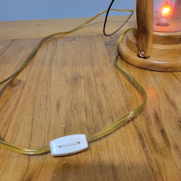 Rustic Wooden Electric Lantern With Glass Chimney And Flickering Light - Picture 6 of 8